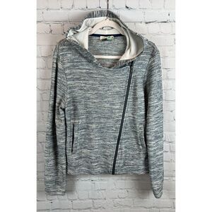 ANTHROPOLOGIE SATURDAY SUNDAY tweed moto hooded pockets sweater cardigan L